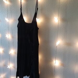 Little black dress smock sheer pull over ruffle